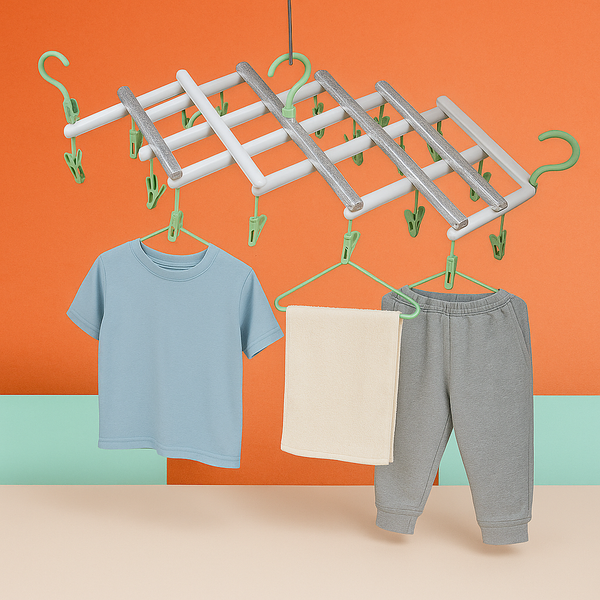 Adjustable Clothes Hanger with 29 Clips – Windproof Dryer Rack